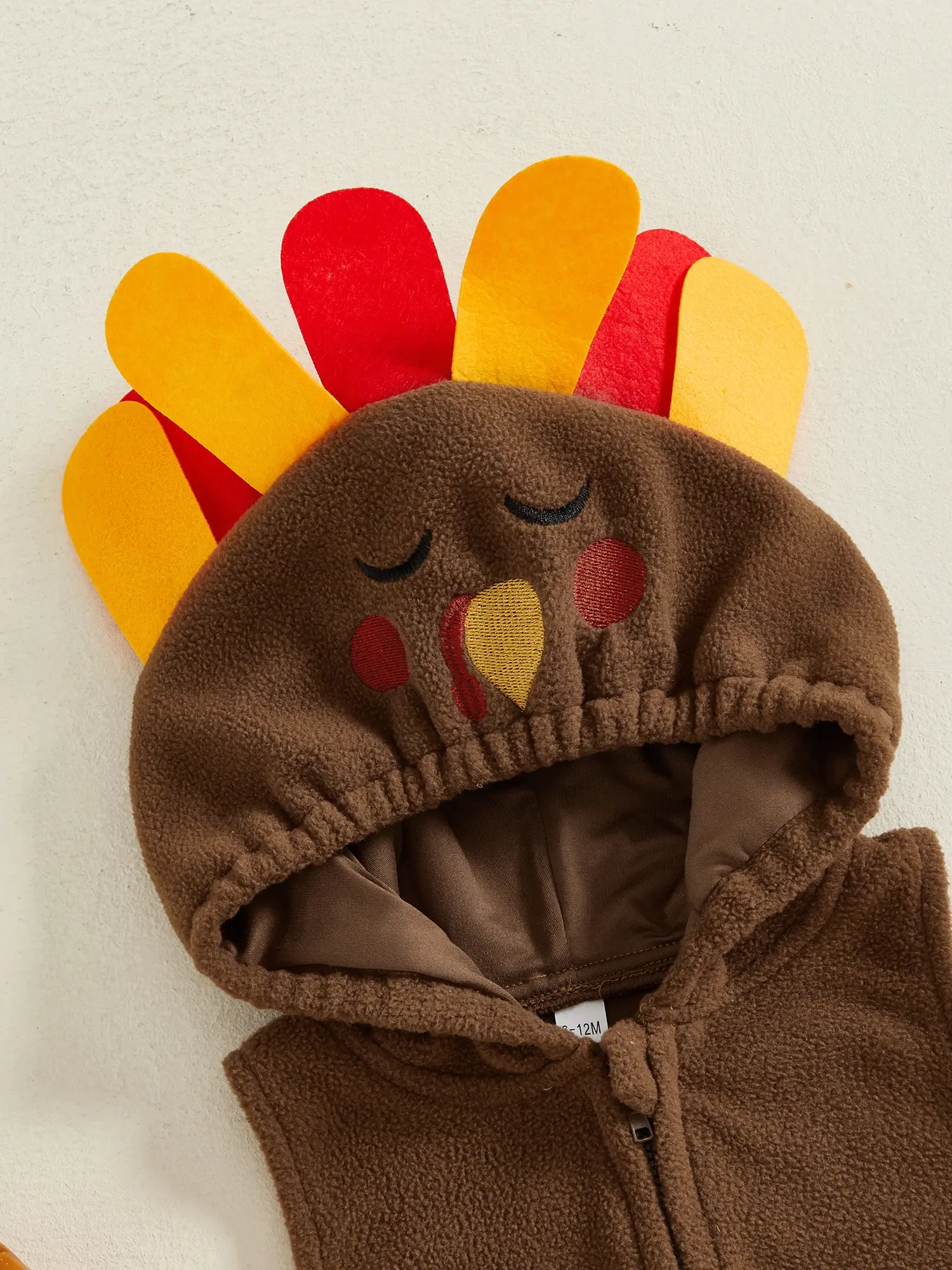 Adorable Baby Turkey Costume Sleeveless Hooded Romper with Foot Covers - Image 3