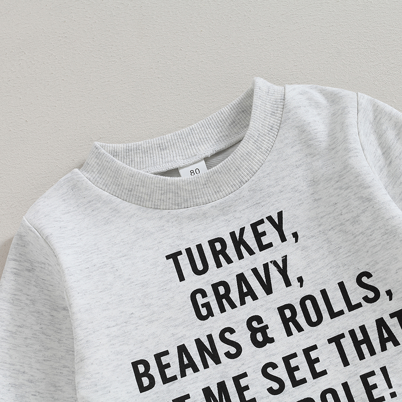 Baby Boy Thanksgiving Turkey Print Sweatshirt & Pants Set - Image 3