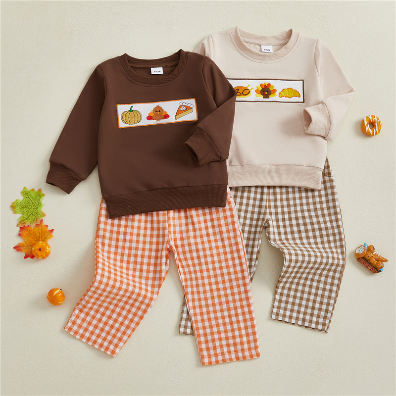 Thanksgiving Pumpkin Turkey Toddler Outfit 2-Piece Set