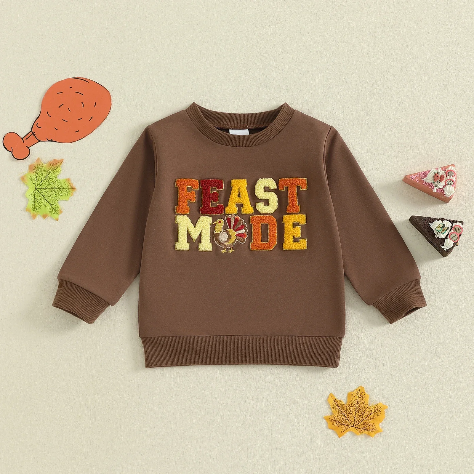 Toddler Thanksgiving Turkey Embroidered Sweatshirt – Cozy Fall Pullover - Image 4