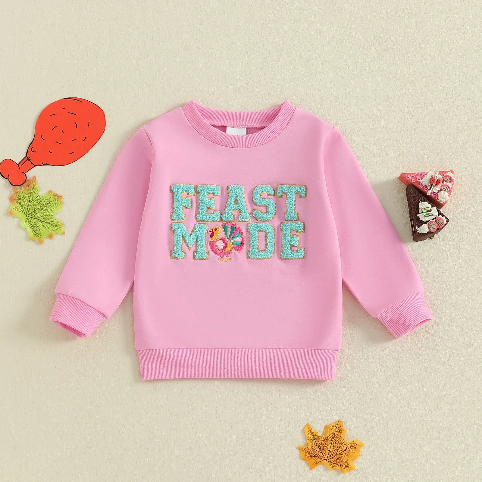 Toddler Thanksgiving Turkey Embroidered Sweatshirt – Cozy Fall Pullover - Image 3
