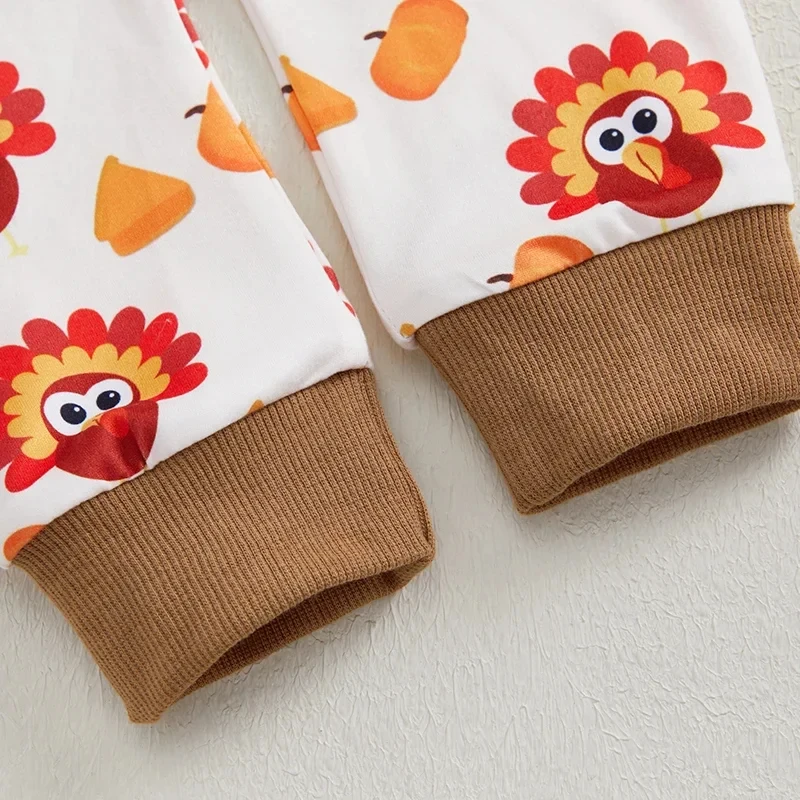 Toddler Thanksgiving Outfit Set - Turkey Print Sweatshirt & Pants - Image 6
