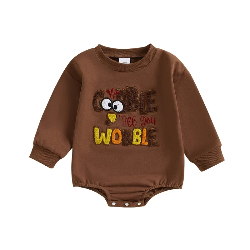 Baby Thanksgiving Romper Long Sleeve Embroidered Bodysuit for Boys & Girls - Image 5