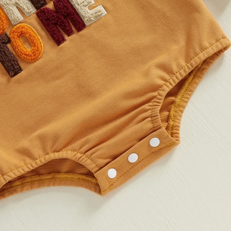 Baby Thanksgiving Romper Long Sleeve Embroidered Bodysuit for Boys & Girls - Image 4