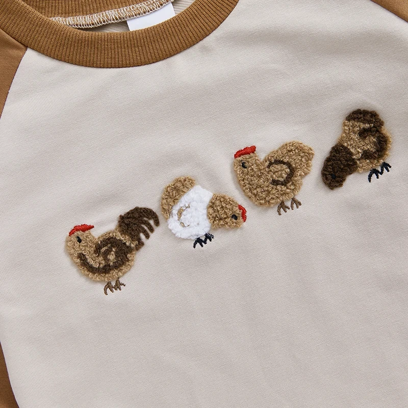 Adorable Chick Embroidered Baby Romper – Cozy Fall Long Sleeve Jumpsuit - Image 3
