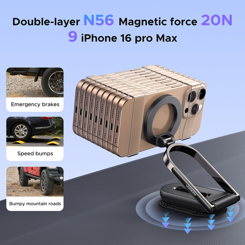 Magnetic Dashboard Car Phone Holder - Rotatable & Detachable Mount - Image 2