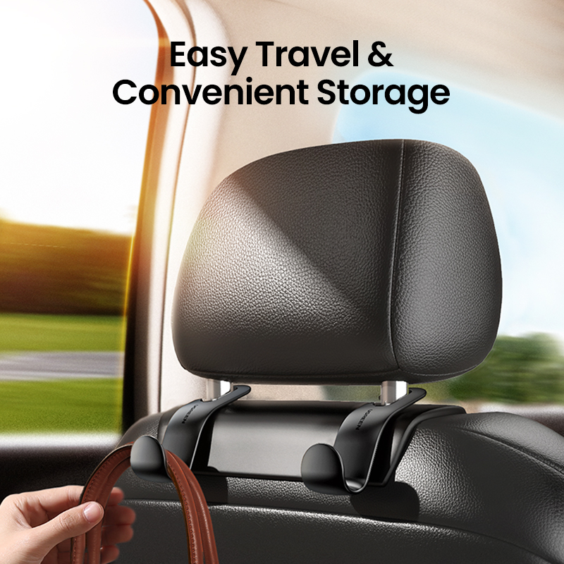 Adjustable Car Headrest Hooks - 2pcs Purse and Grocery Bag Organizer - Image 3