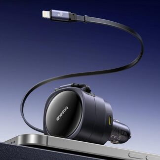 90W Fast Charging Car Adapter with Dual Retractable Cables