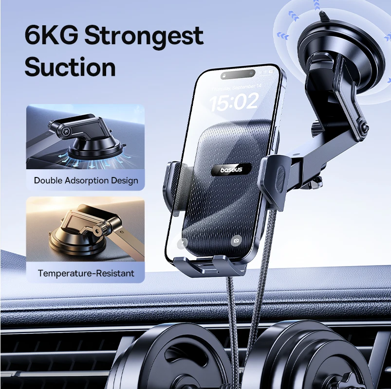 Car Phone Holder with Suction Cup - Dashboard & Windshield Mount - Image 2
