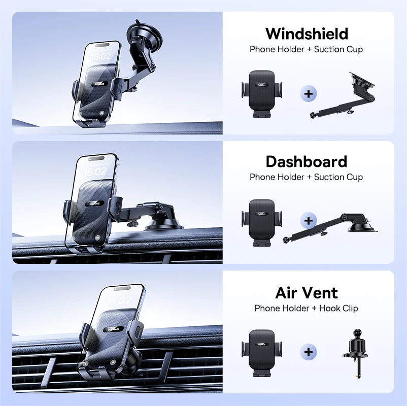 Car Phone Holder with Suction Cup - Dashboard & Windshield Mount - Image 6