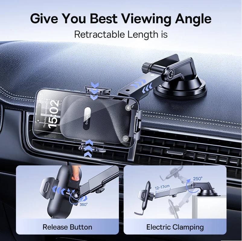Car Phone Holder with Suction Cup - Dashboard & Windshield Mount - Image 3
