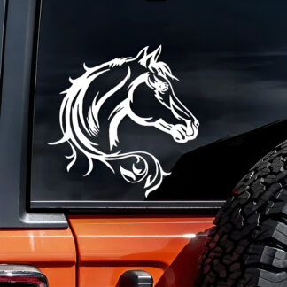Horse Head Silhouette Vinyl Car Sticker – 7.9x7.7in Decorative Decal for Cars, Laptops & Walls