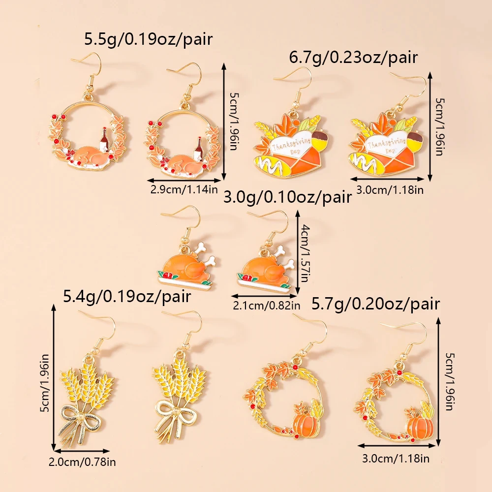 Autumn Maple Leaf & Pumpkin Drop Earrings Set – Festive Thanksgiving Jewelry - Image 5