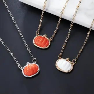 Pumpkin Pendant Necklace for Women – Party Charm Jewelry