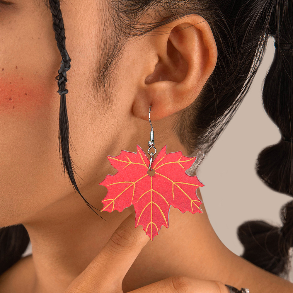 Handmade Thanksgiving Maple Leaf Acrylic Earrings for Women - Image 4