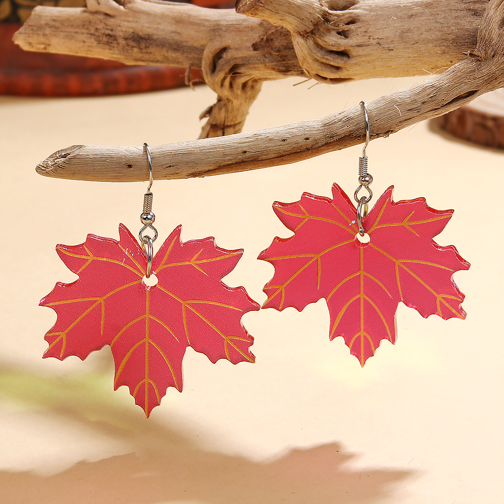 Handmade Thanksgiving Maple Leaf Acrylic Earrings for Women - Image 2