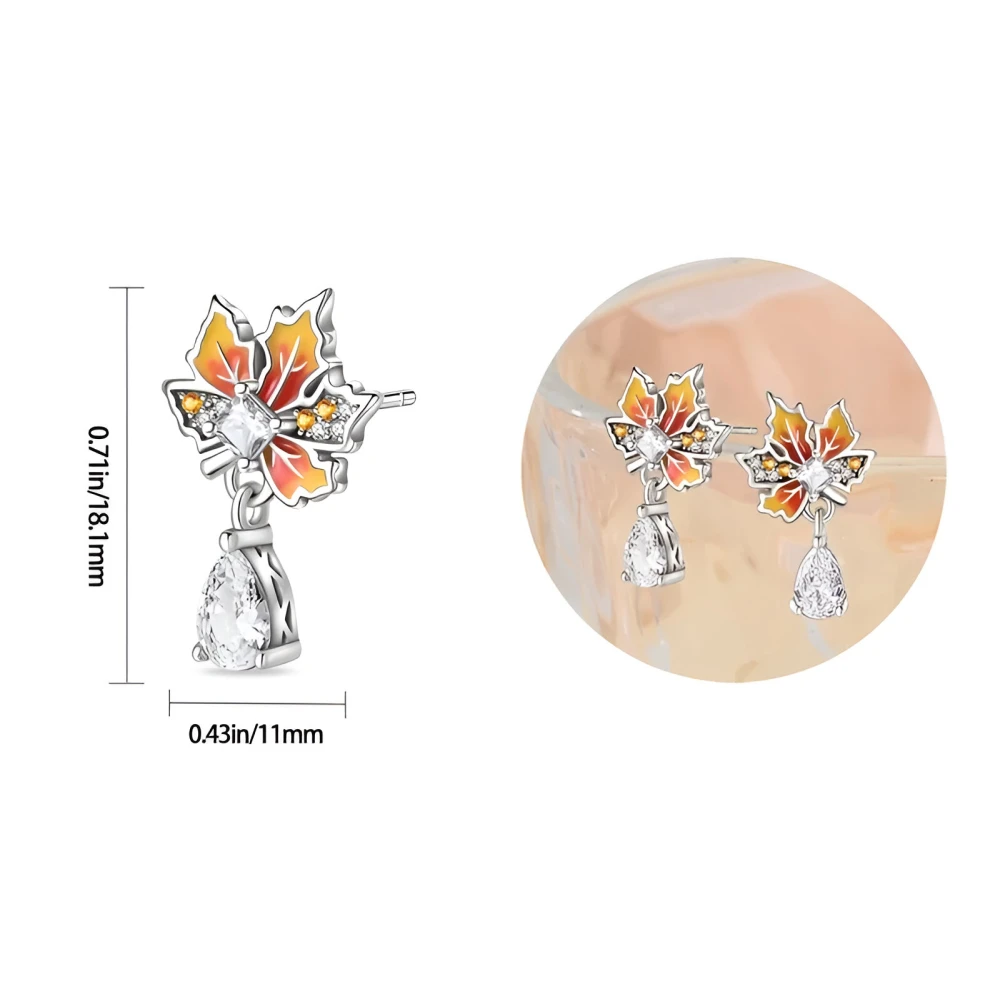 925 Sterling Silver Autumn Maple Leaf Stud Earrings for Women - Image 6