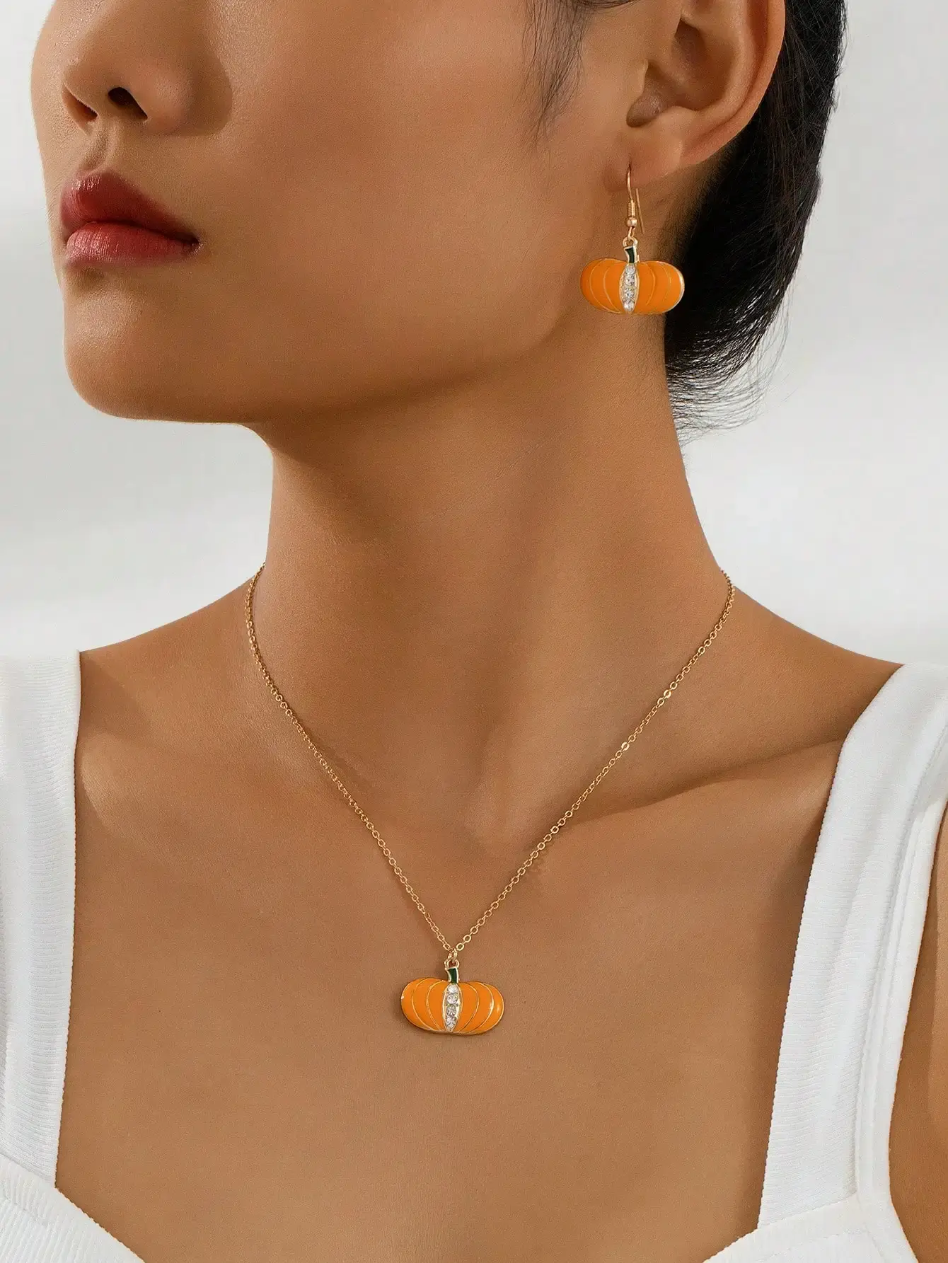 Trendy Pumpkin Charm Pendant Necklace for Women - Image 3