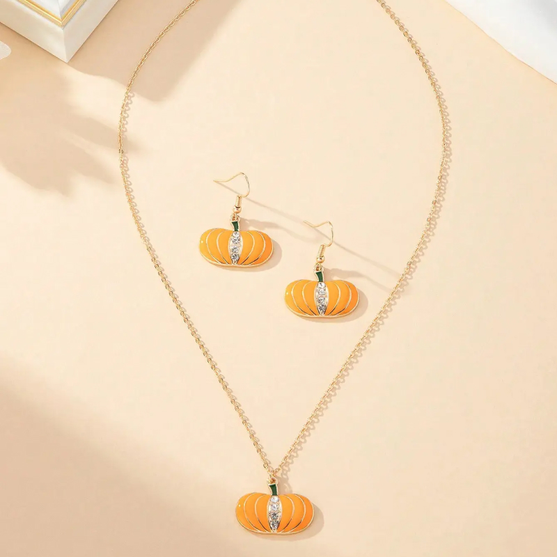 Trendy Pumpkin Charm Pendant Necklace for Women