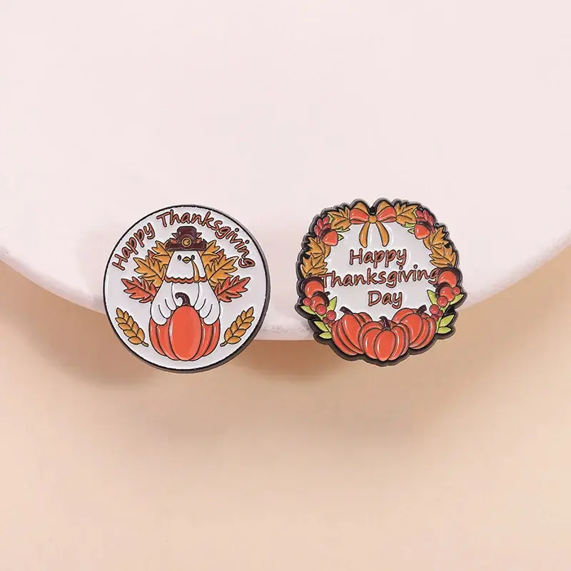 Thanksgiving Pumpkin Turkey Pins – Festive Alloy Badges for Clothes & Bags - Image 5