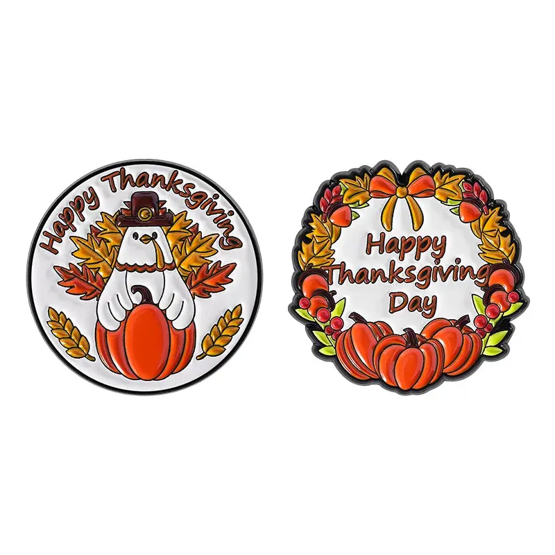 Thanksgiving Pumpkin Turkey Pins – Festive Alloy Badges for Clothes & Bags - Image 6
