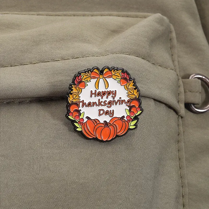 Thanksgiving Pumpkin Turkey Pins – Festive Alloy Badges for Clothes & Bags - Image 3