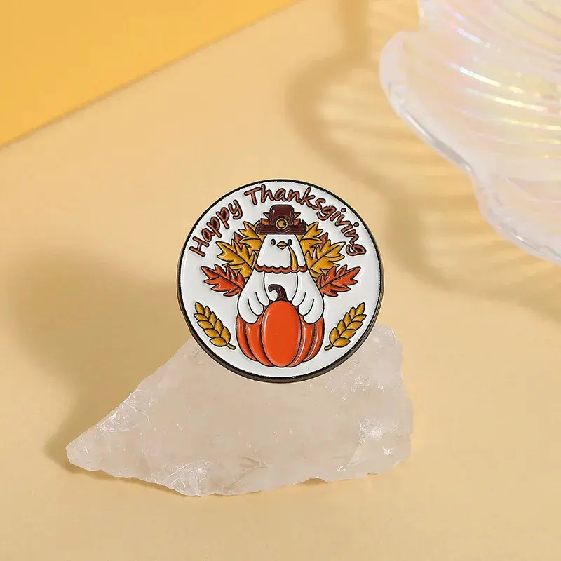 Thanksgiving Pumpkin Turkey Pins – Festive Alloy Badges for Clothes & Bags - Image 4