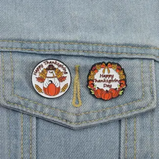 Thanksgiving Pumpkin Turkey Pins – Festive Alloy Badges for Clothes & Bags
