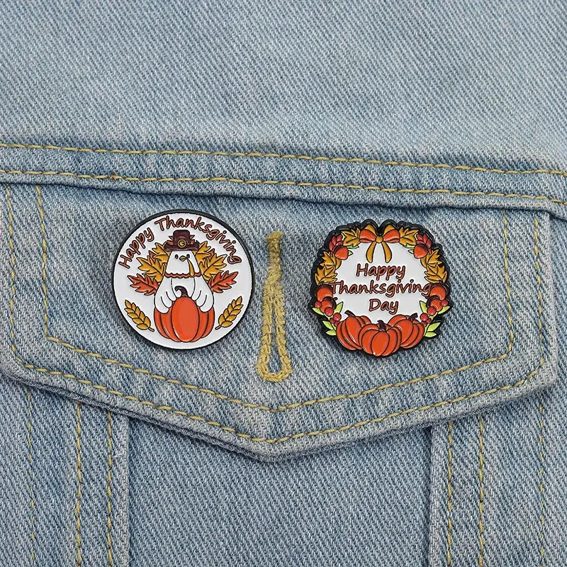 Thanksgiving Pumpkin Turkey Pins – Festive Alloy Badges for Clothes & Bags