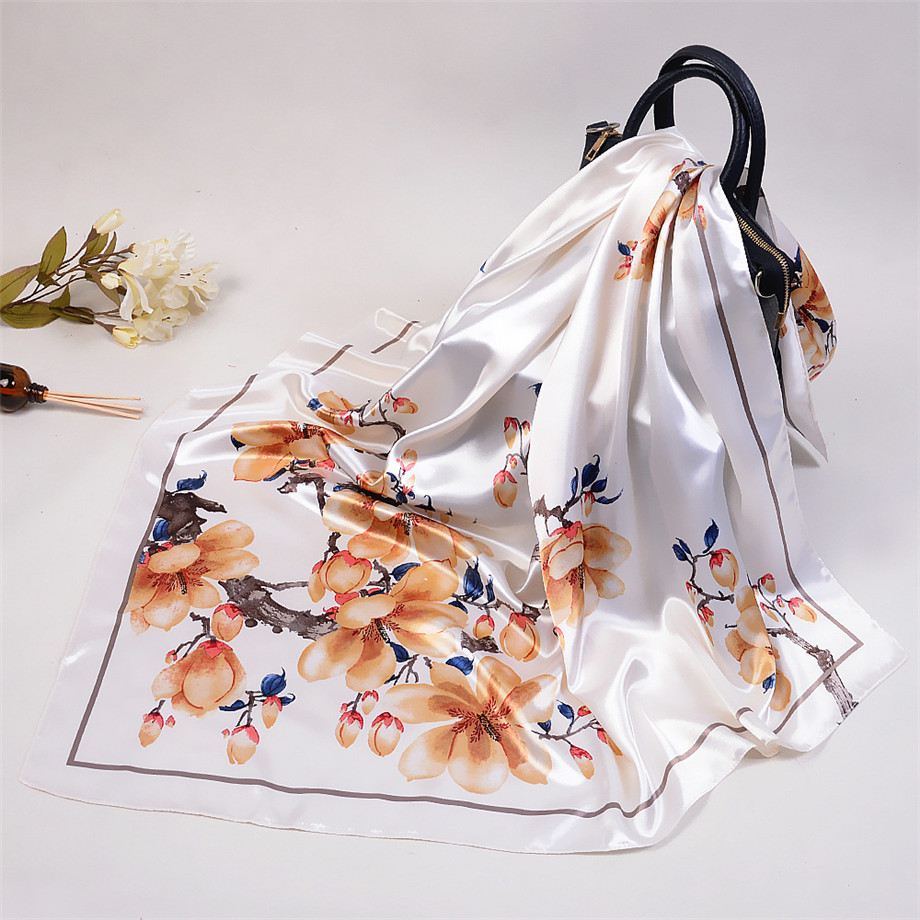 Elegant Silk Square Scarf for Women – Floral Fashion Bandana - Image 6