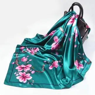 Elegant Silk Square Scarf for Women – Floral Fashion Bandana