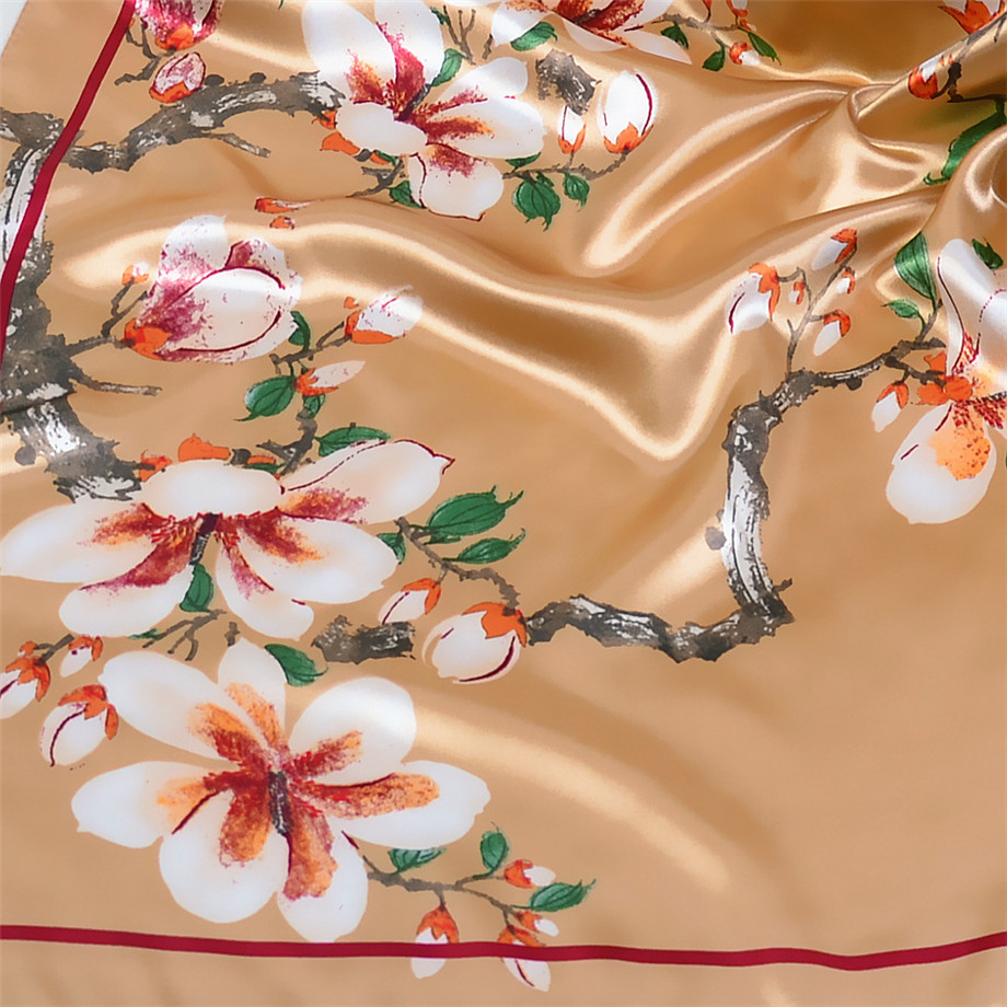 Elegant Silk Square Scarf for Women – Floral Fashion Bandana - Image 4