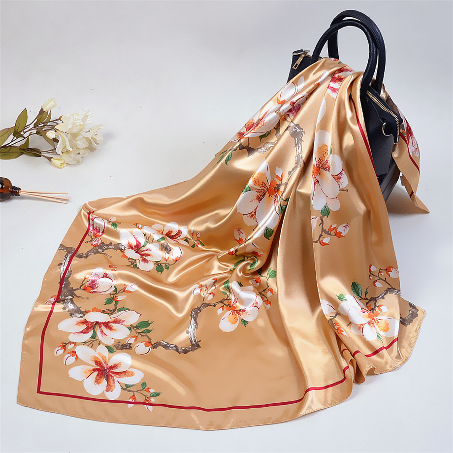 Elegant Silk Square Scarf for Women – Floral Fashion Bandana - Image 3