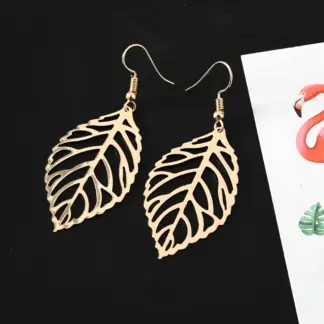Elegant Hollow Leaf Drop Earrings for Women – Vintage Gold & Silver Dangle Jewelry