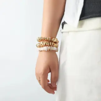 Vintage Golden Three-Layer Beaded Statement Bracelet for Women