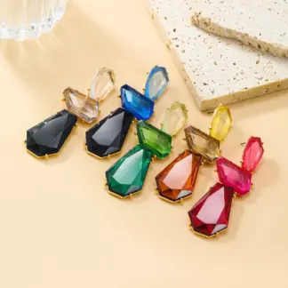 Colorful Crystal Resin Tassel Drop Earrings for Women
