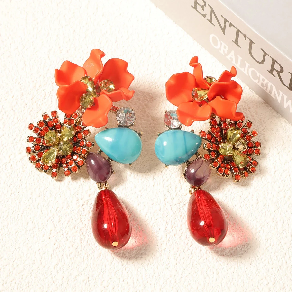 Elegant Bohemian Crystal Flower Dangle Earrings for Women