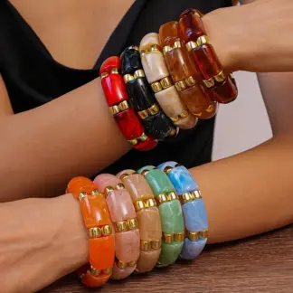 Bohemian Colorful Resin Square Splicing Bangles for Women