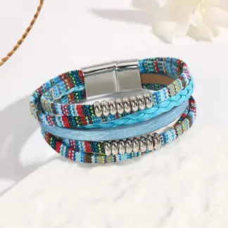 Bohemian Multi-Layer Leather Beaded Rope Bracelet – Women’s Fashion Jewelry