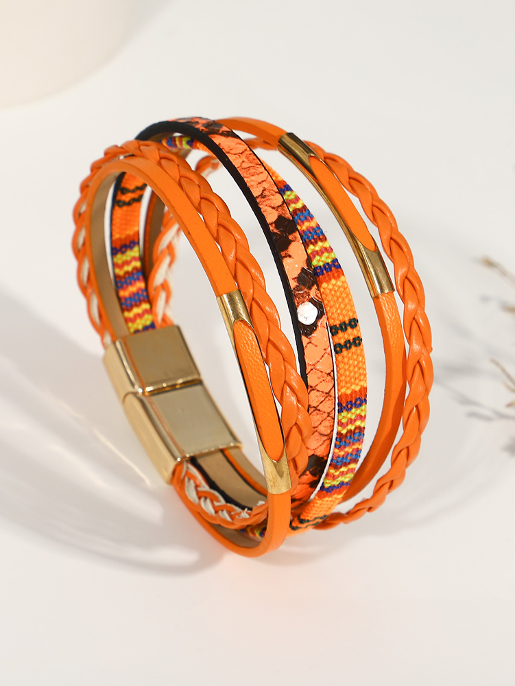 Gothic Snake Pattern Braided Leather Bracelet - Image 4