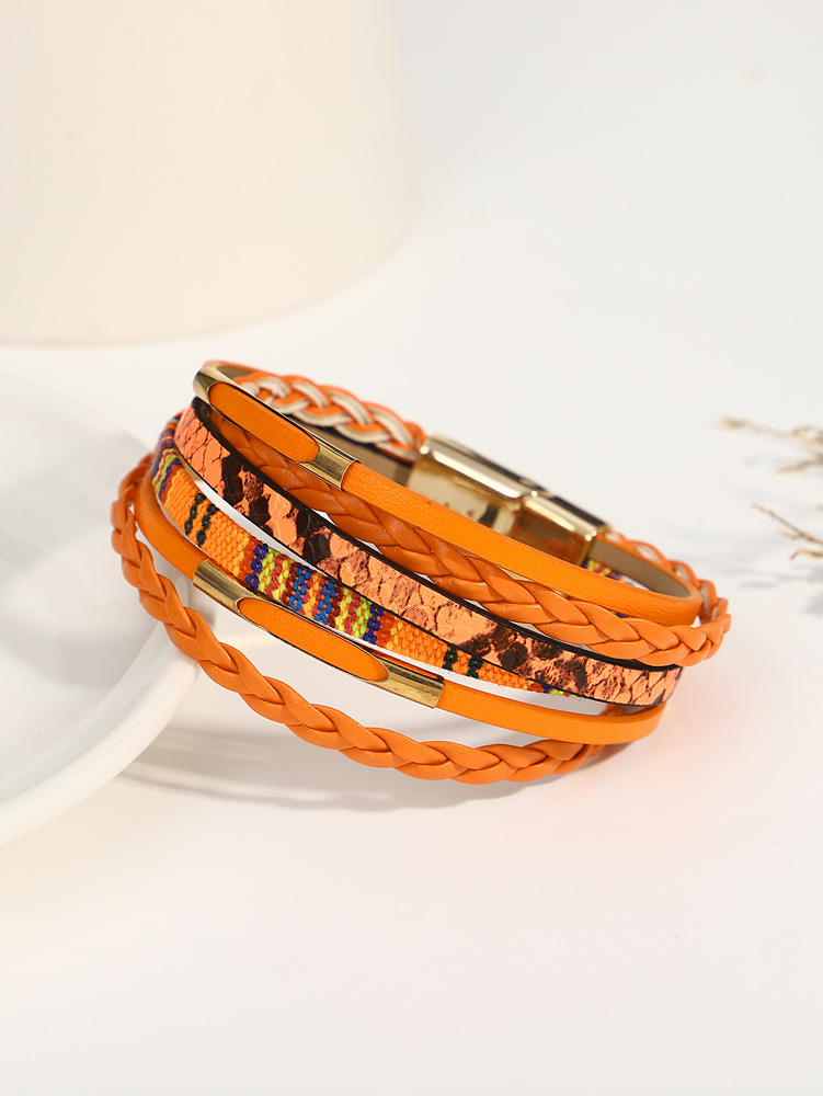 Gothic Snake Pattern Braided Leather Bracelet - Image 3