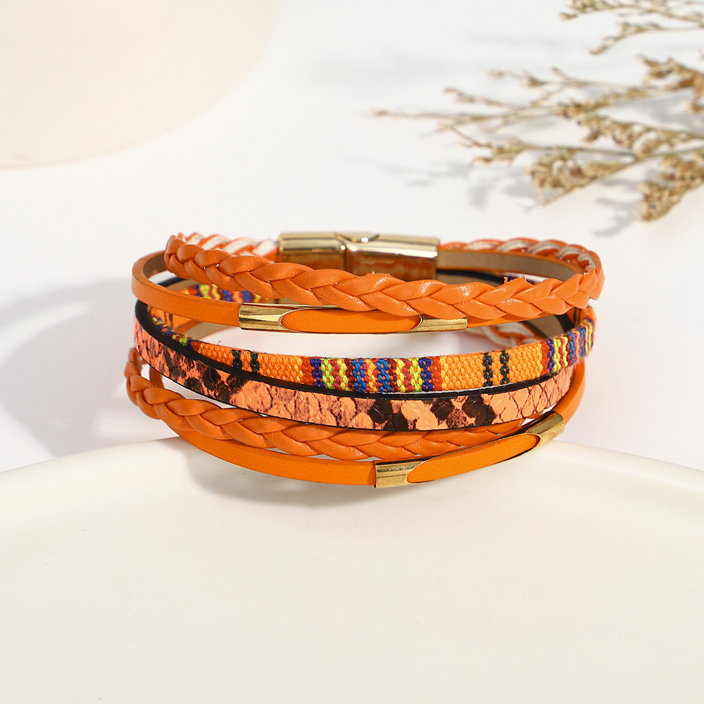 Gothic Snake Pattern Braided Leather Bracelet