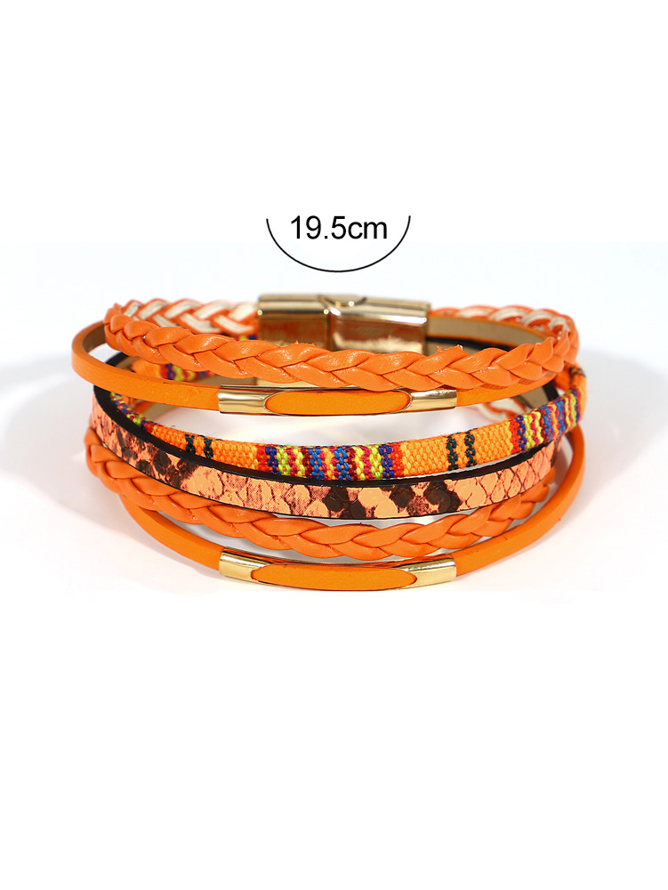 Gothic Snake Pattern Braided Leather Bracelet - Image 6