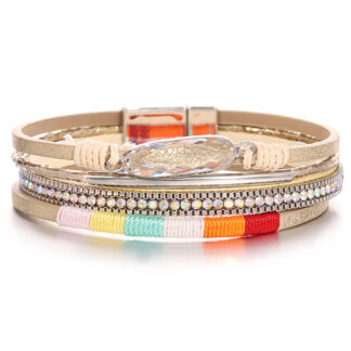 Colorful Boho Leather Wrap Bracelet for Women