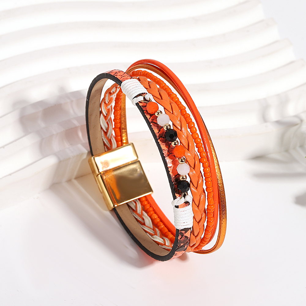 Boho Beaded Leather Wrap Bracelet - Image 4