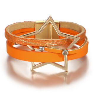 Boho Pentagram Leather Wrap Bracelet - Trendy Multilayer Jewelry