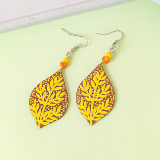 Colorful Retro Autumn Leaf Earrings - Stylish Drop Jewelry for Women