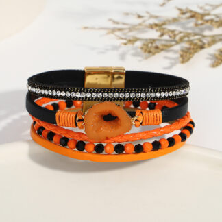 Gothic Irregular Resin Stone Weave Bracelet - Stylish Multilayer Jewelry
