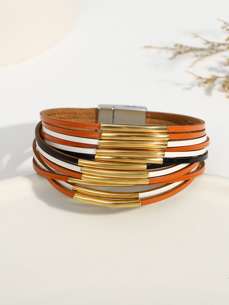 Gothic Multi-Layer Metal Tube Wrap Bracelet for Women - Image 4
