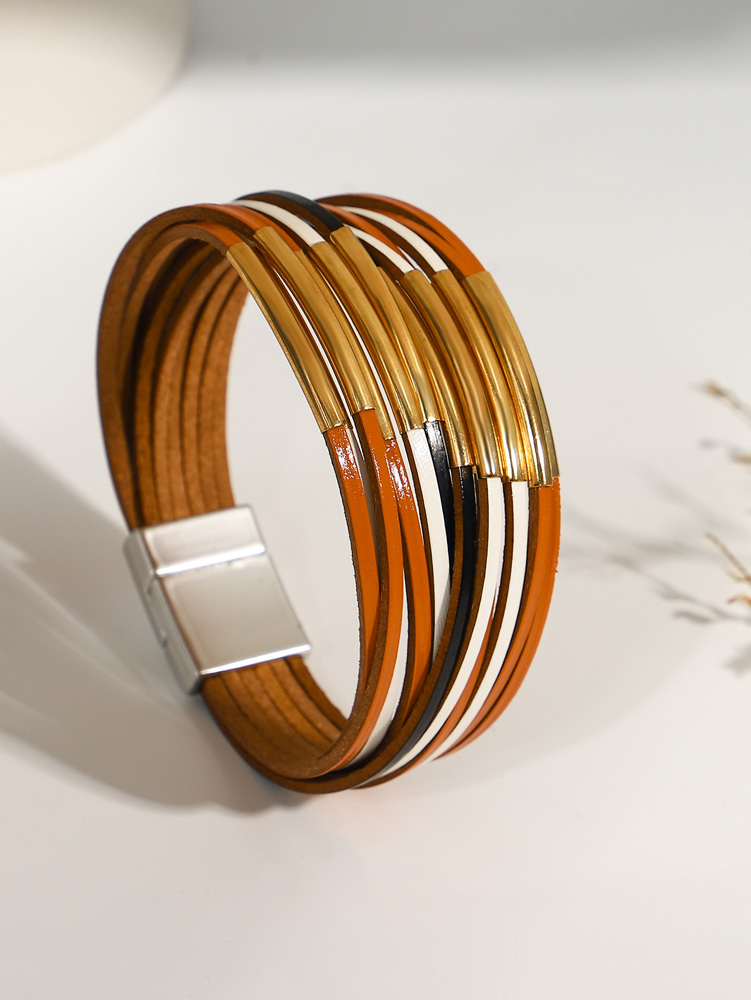 Gothic Multi-Layer Metal Tube Wrap Bracelet for Women - Image 3